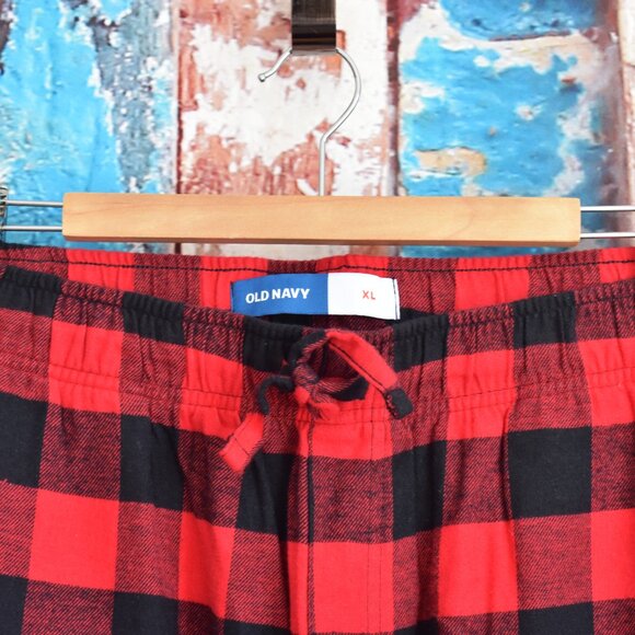 Men's Old Navy Straight Flannel Pajama Sleep Pants XLARGE Red Buffalo Plaid NEW - Picture 3 of 10